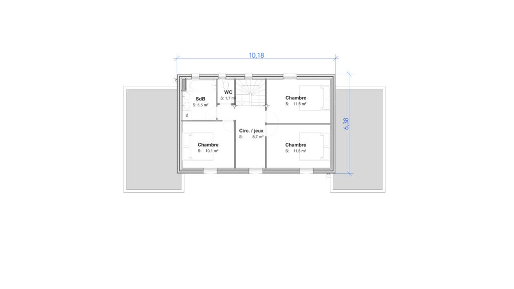 maison ossature bois Outremer - plan r+1